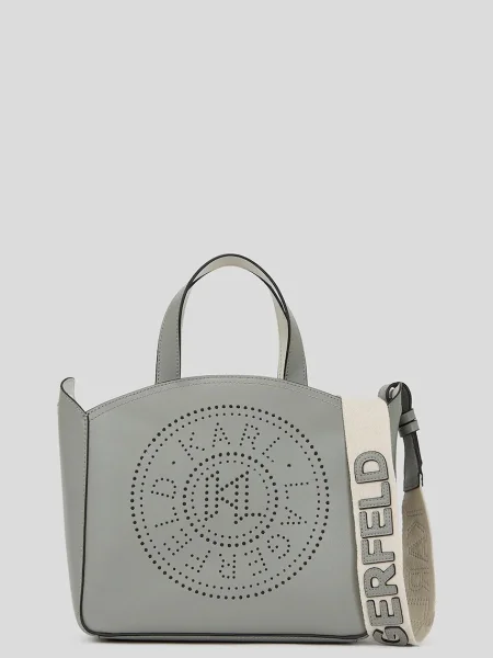 Кожена чанта Karl Lagerfeld K/CIRCLE бежово