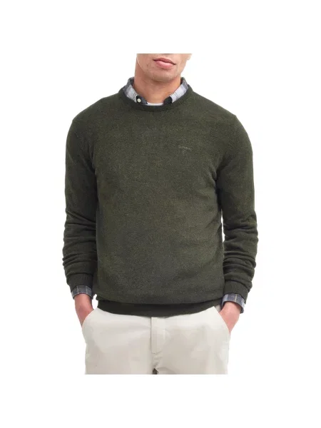 Sweter z mieszanki wełny i jedwabiu z okrągłym dekoltem model TISBURY' Barbour zielony