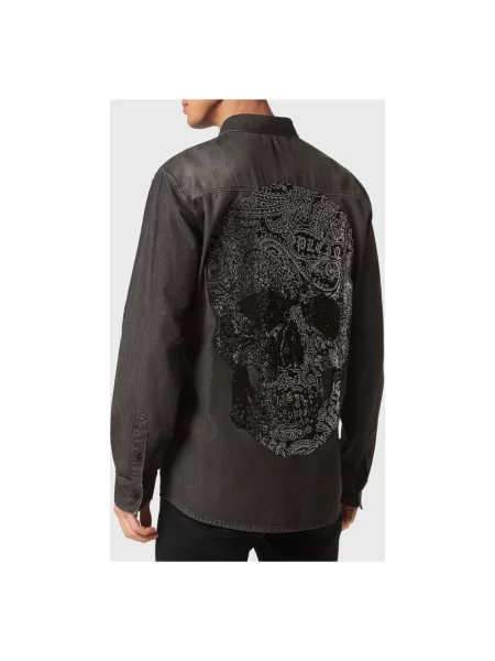 Koszula dżinsowa Philipp Plein z wzorem paisley czarna