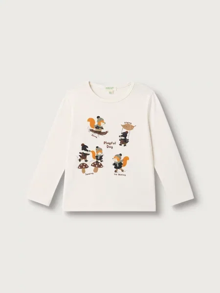 United Colors of Benetton tričko s dlhým rukávom dojčenské béžová