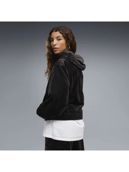 PUMA welurowa bluza z kapturem Essentials Elevated Standard Odzież S czarny