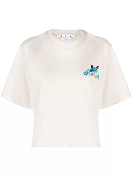 Decupat tricou Off-white cu imagine alb