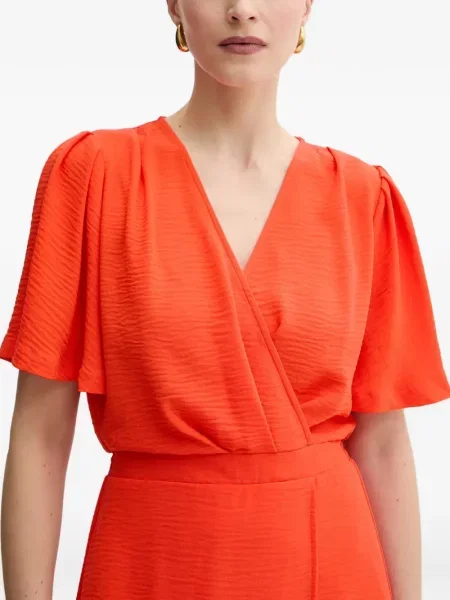 Rochie mini Morgan cu decolteu în V cu volane portocaliu