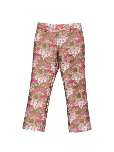 Pantaloni La Doublej cu model floral cu imagine verde
