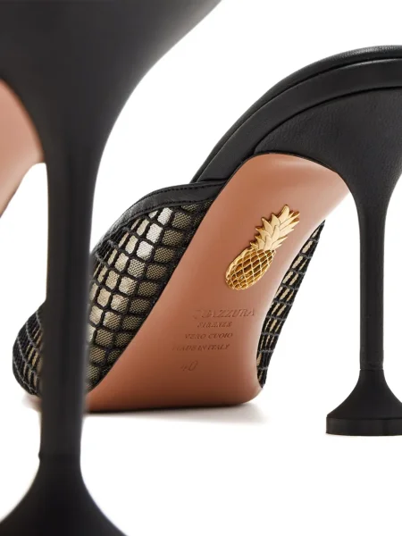 Pantofi cu toc Aquazzura plasă negru