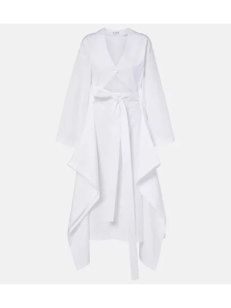 Sukienka midi Alaïa do kolan popelinowa garniturowa biała