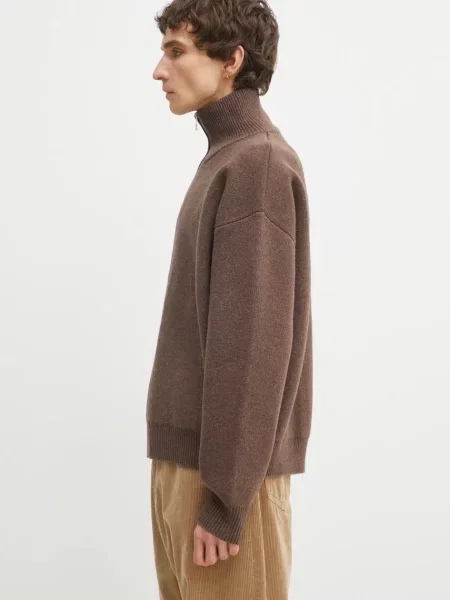 Ζακέτα με προσθήκη μαλλιού Axel Arigato Core Zip-Up Sweater καφέ