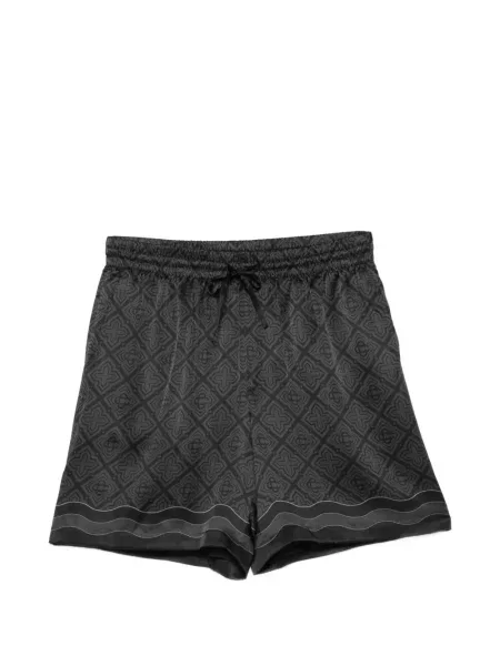 Pantaloni scurți Casablanca de mătase cu imagine negru