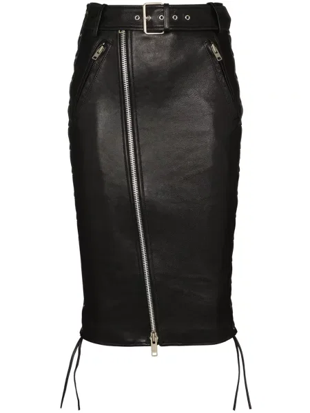 Fustă din piele Balenciaga negru