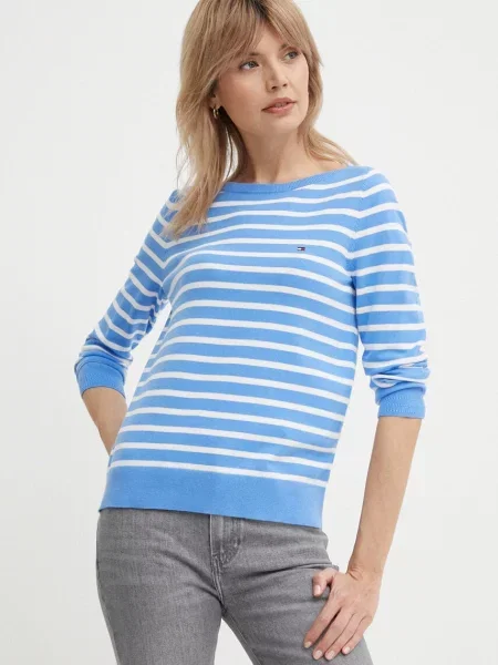 Tommy Hilfiger svetr dámský s bavlnou modrý