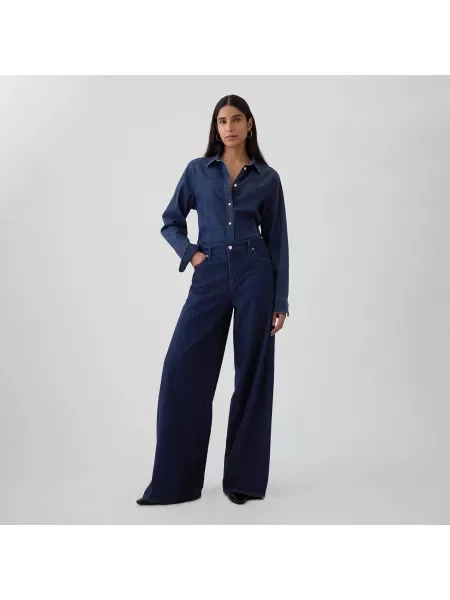 GAP Džíny Mid Rise UltraSoft Baggy modré