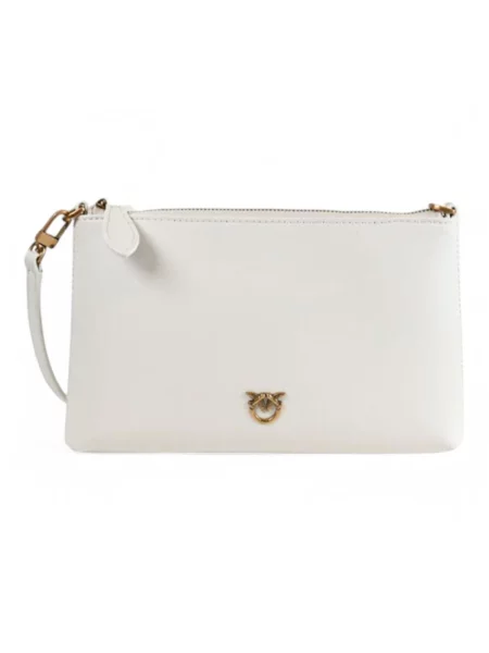 Pinko kopertówka skórzana beżowy biała