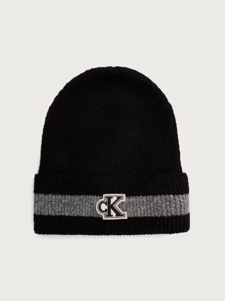 Calvin Klein Căciulă gri alb lână negru