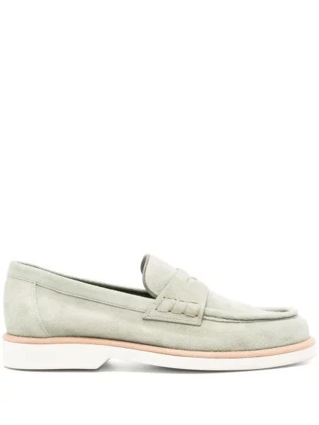 Pantofi loafer Santoni din piele de căprioară verde