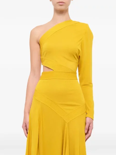 Rochie midi Givenchy cu un umăr gol galben