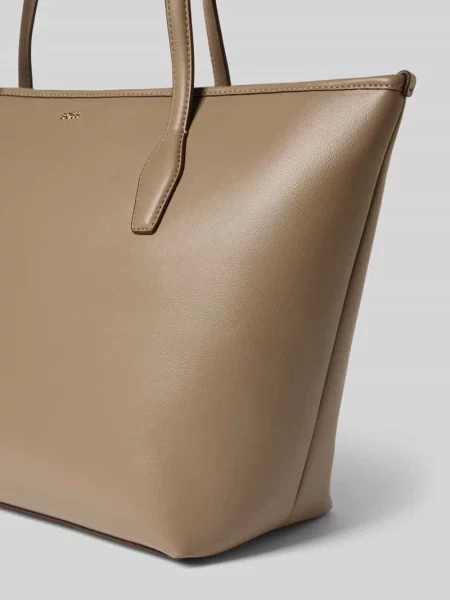 BOSS torebka shopper z imitacji skóry Sandy Zip Shopper beżowa
