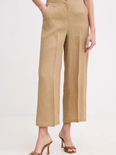 Marella spodnie lniane Emme by Marella beżowe