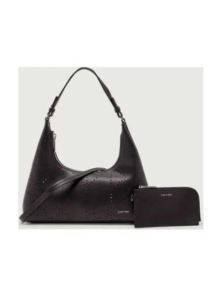 Táska Calvin Klein Emblem Aop Perfor Lthr Bag fekete