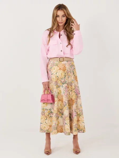 Fustă midi Italy Moda galben