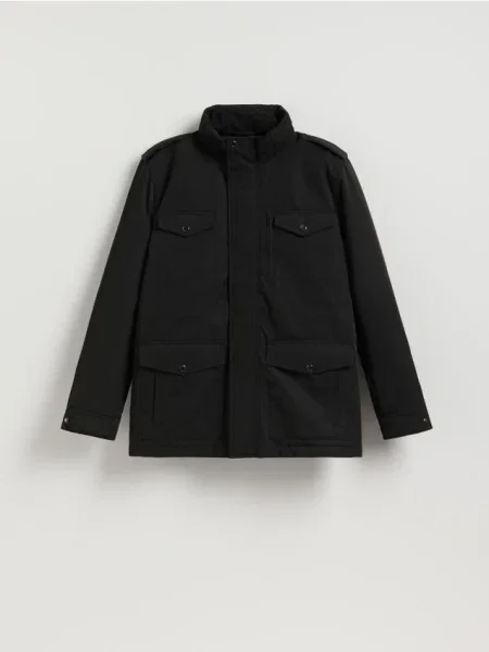 Reserved Geacă impermeabilă cu glugă negru