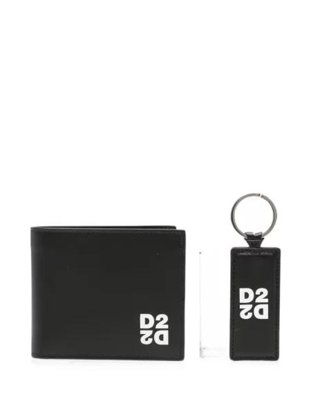 Portofel Dsquared2 din piele cu autograf negru