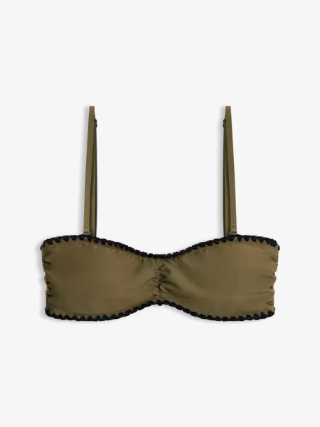 Biustonosz bikini bandeau z haftem zielone