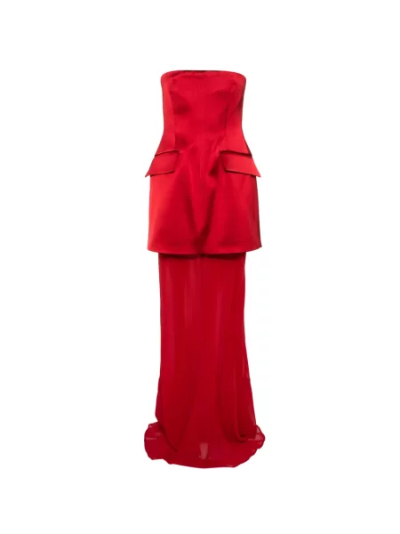 Rochie maxi Sportmax fără bretele roșu