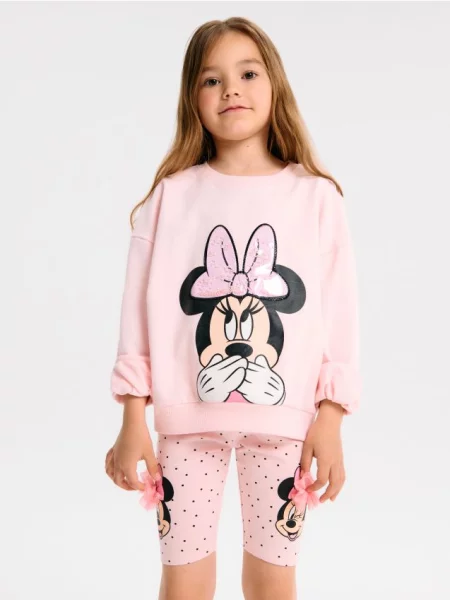 Sinsay Krátké legíny Minnie Mouse pastelová růžová