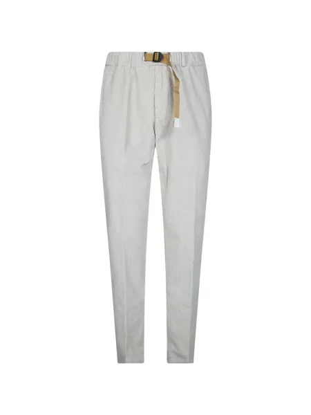 Cu centură pantaloni White Sand de catifea cord alb