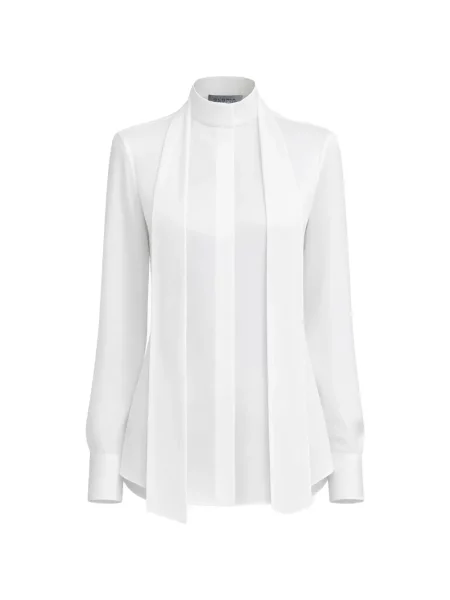 Kołnierzykowy koszula Gloria Coelho z kokardką z krepy biała