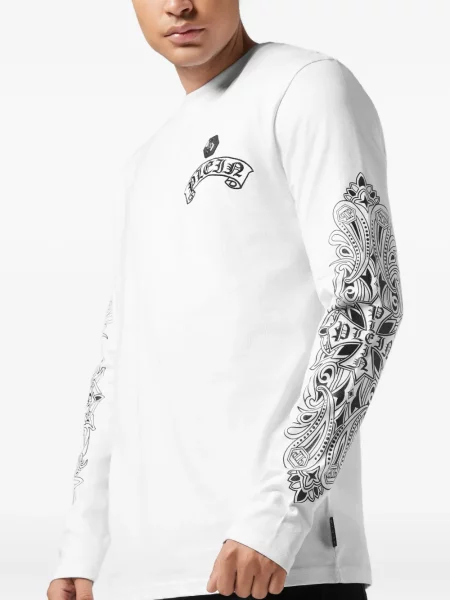 Tricou Philipp Plein lung alb