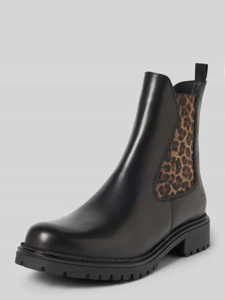 Buty chelsea z naturalnej skóry bydlęcej Tamaris czarne