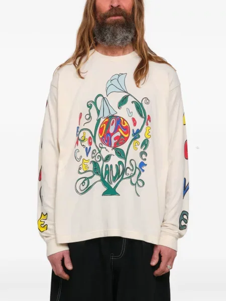 Dlouhé grafický tričko Story Mfg. bílé