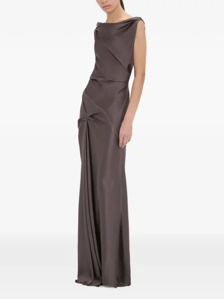 Rochie maxi Victoria Beckham drapată maro
