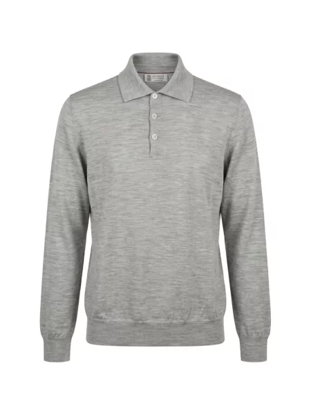 Gulerat tricou polo Brunello Cucinelli gri