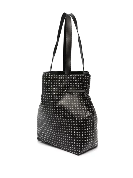 Kožená bucket kabelka 10 Corso Como s potiskem černá