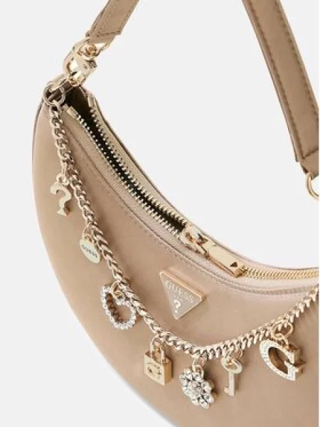 Priehľadná crossbody kabelka Guess hnedá