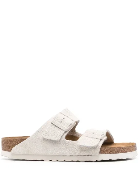 Sandale Birkenstock din piele de căprioară alb