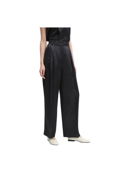 Day Birger et Mikkelsen spodnie z domieszką lnu Enzo szerokie high waist czarny