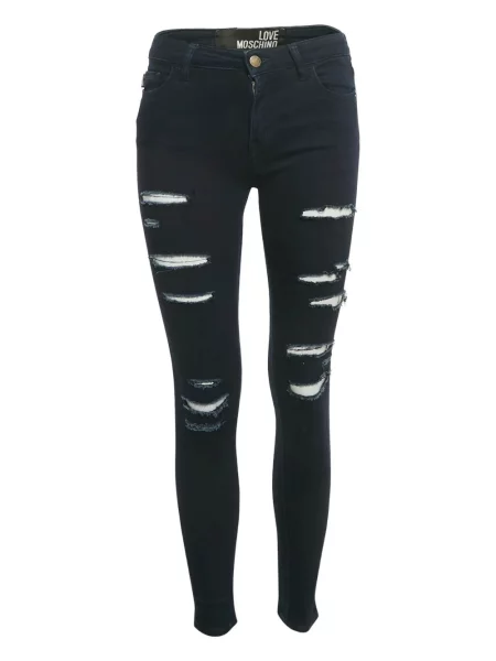 Blugi skinny Love Moschino zdrențuiți skinny fit albastru