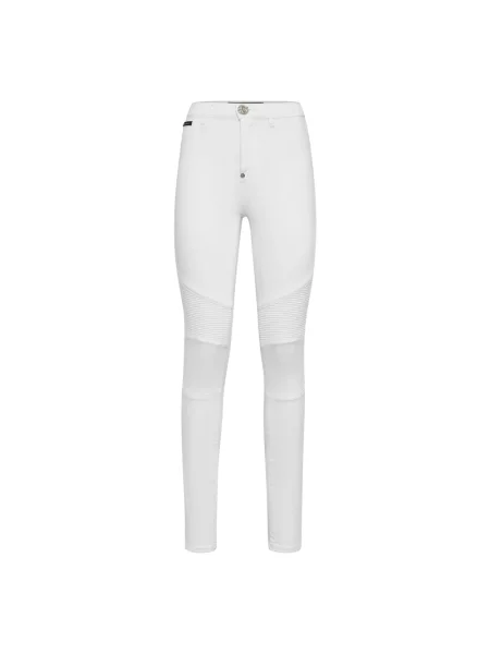 Jeansy Philipp Plein z wysoką talią białe