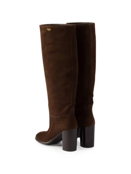 Botine Prada din piele de căprioară maro