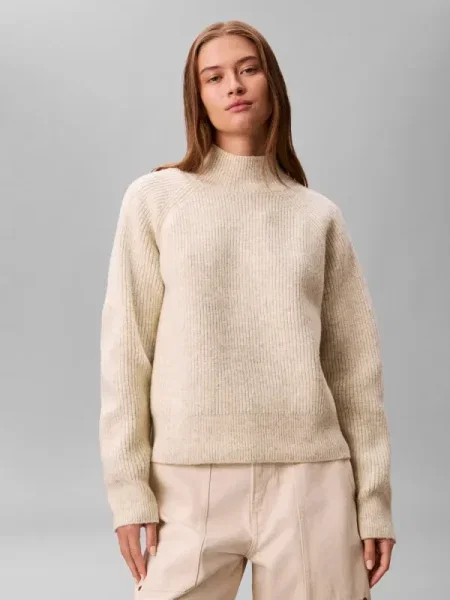 Pulover Calvin Klein Jeans cu guler înalt gri
