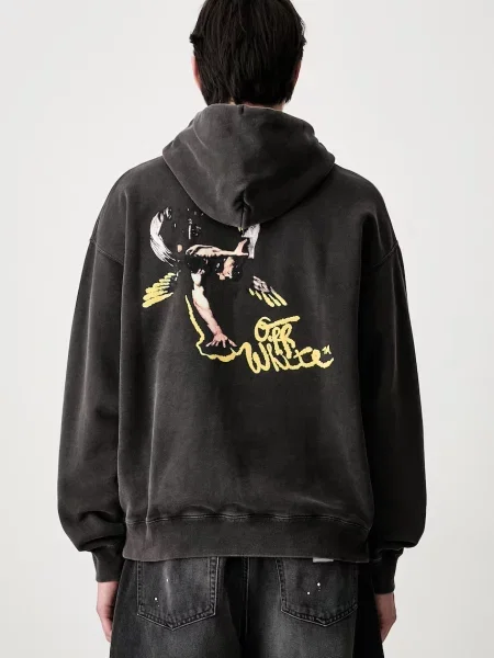 Off-White Fallen Caravaggio hanorac cu glugă din pentru bărbați alb