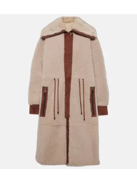 Palton Bogner din piele de căprioară bej