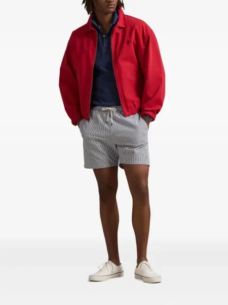 Satynowa koszula Polo Ralph Lauren w paski z nadrukiem brązowa