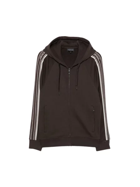 Bluza z kapturem Emporio Armani z logo brązowa