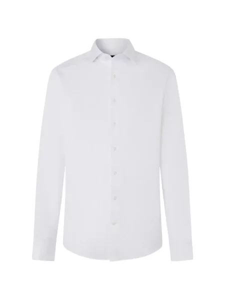 Cămașă Hackett London cu model herringbone alb