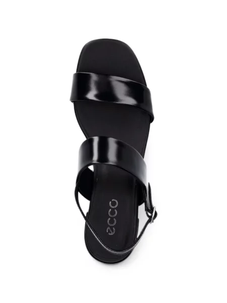 Sandale Ecco din piele cu cataramă negru