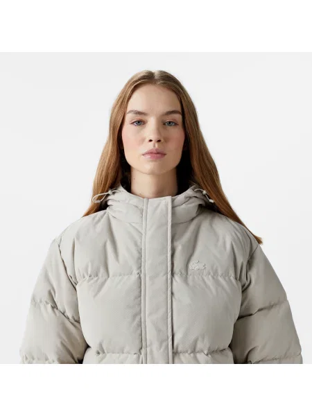 Lacoste Relaxed Fit Pikowana Kurtka Z Kapturem szara